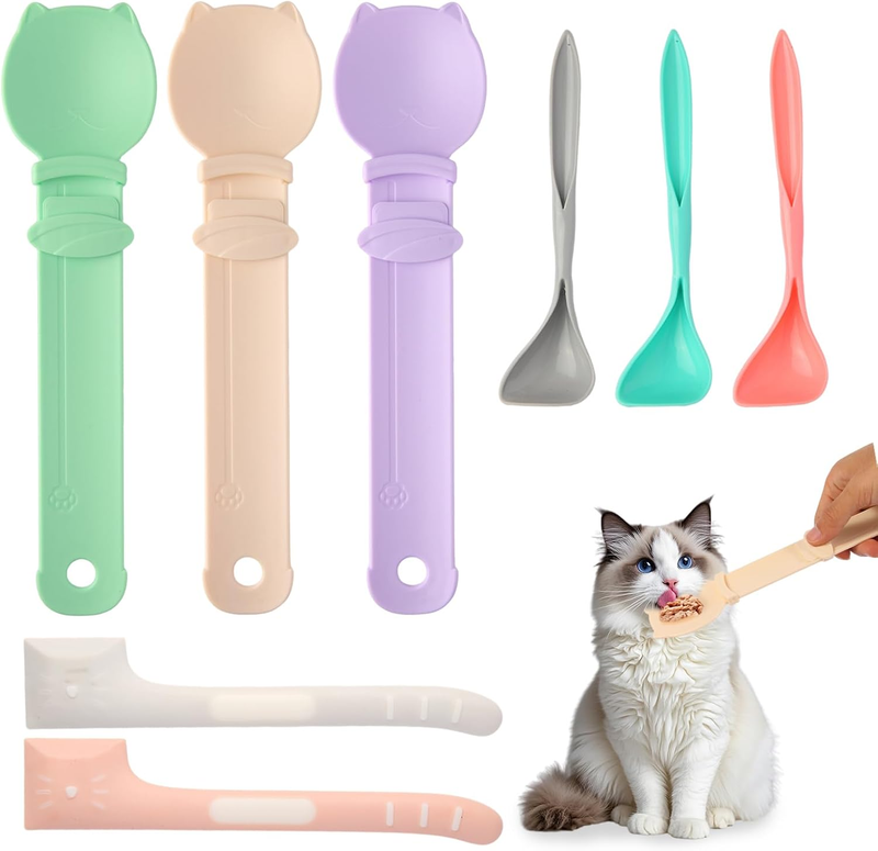 Cat Treat Spoon 8PC Squeeze Feeder Lickable Wet Food Puree Dispenser Holder