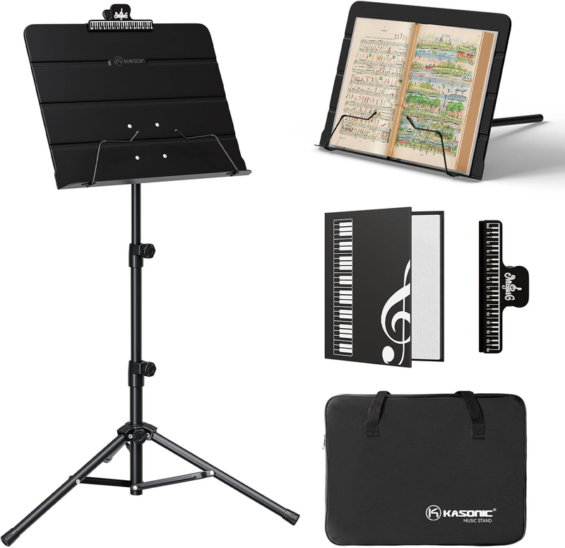 - Dual-Use Folding Sheet Music Stand & Desktop Book Stand with Portable Carrying
