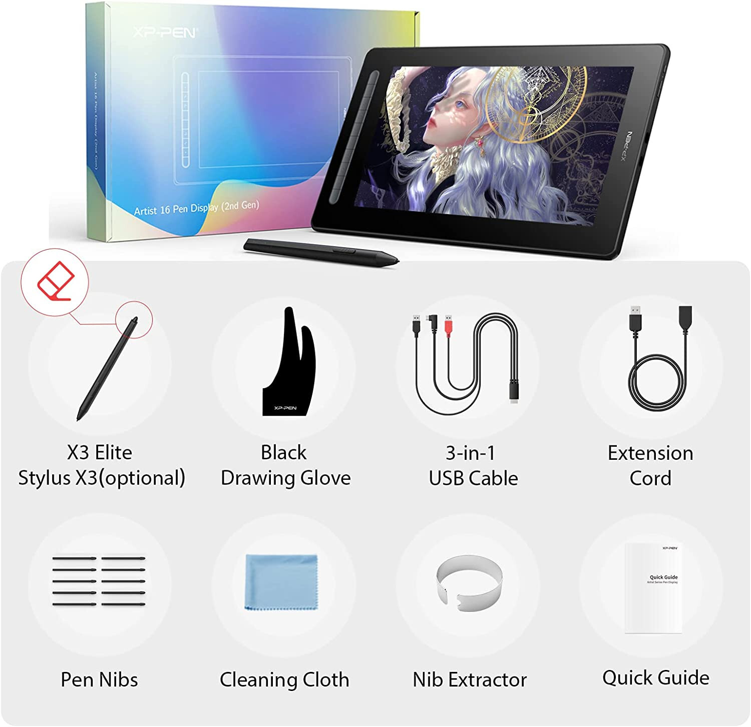 XP-Pen Artist 16 2nd Graphics Drawing Tablet FHD Fully