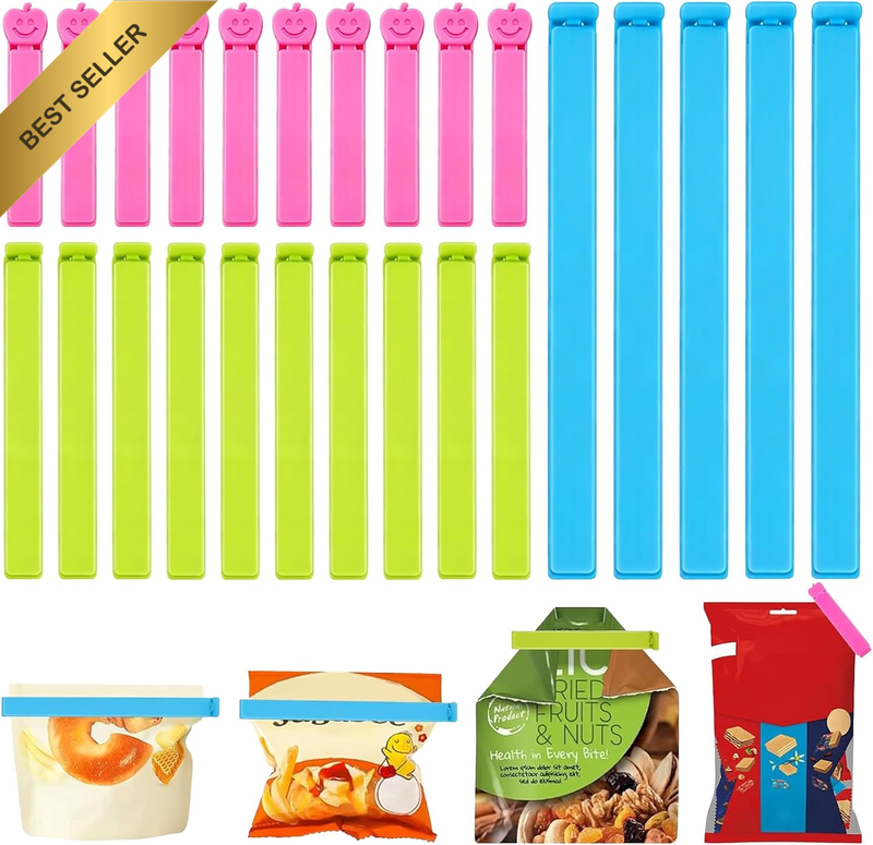 25 Pcs 3 Size Plastic Food Clips Bag Sealing Clips
