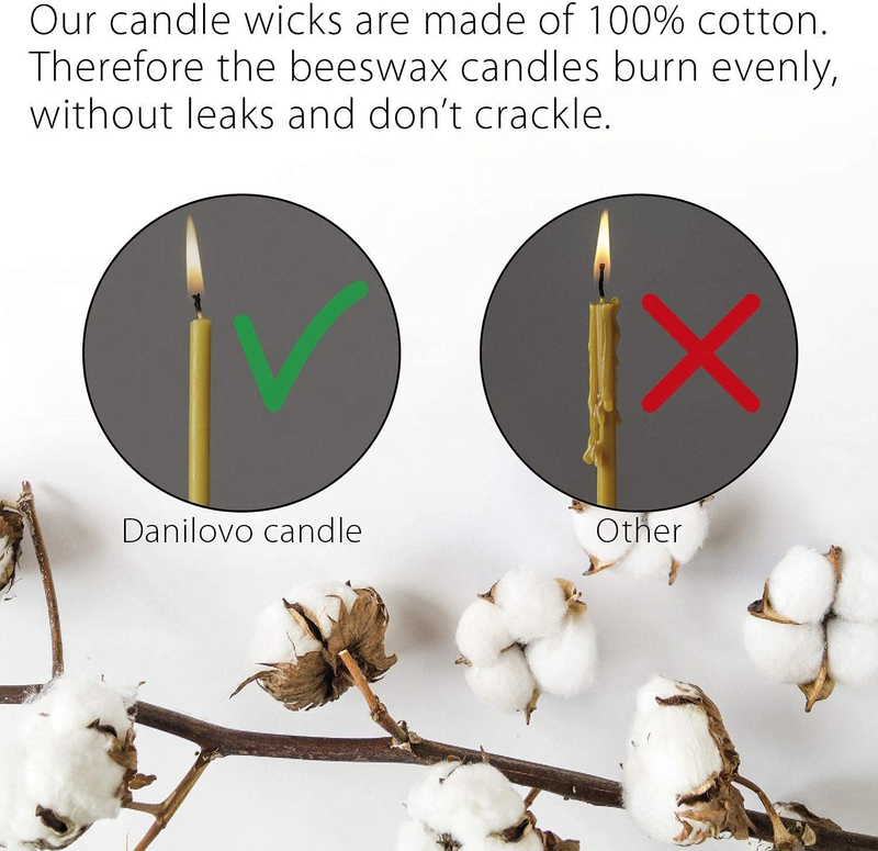 Danilovo Pure Beeswax Candles - No-Drip, Smoke-Less, Tall, Thin Taper Candles &ndash;