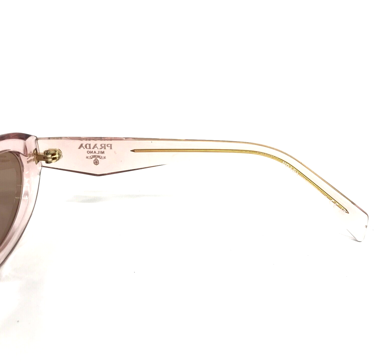 Pre-owned Prada Sunglasses Spr26z-f 19q-10d Transparent Pink Cat Eye Frames W Brown Lenses