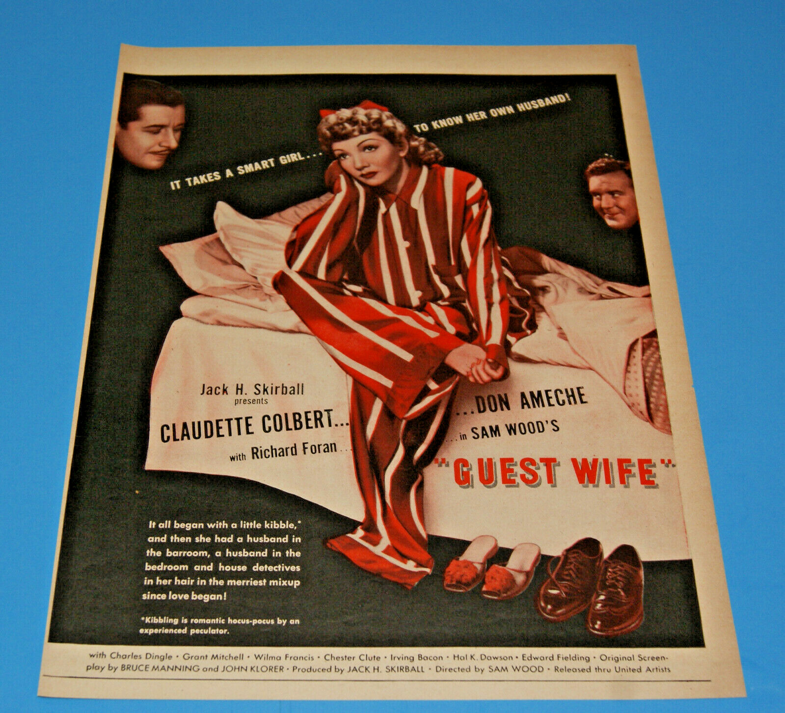 1945 Print Sales AD Art Advertisement MOVIE PROMO &ldquo;Guest Wife 