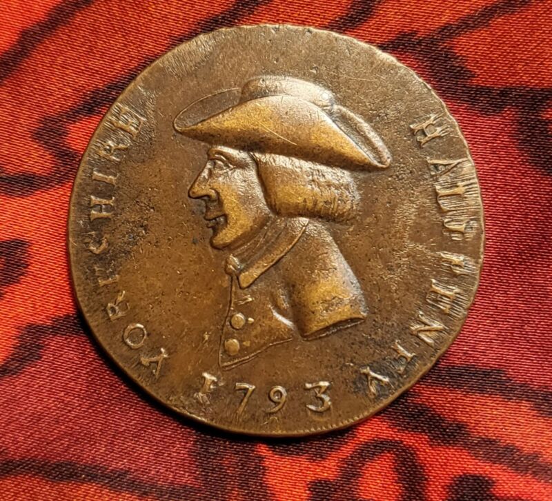 1793 Colonial Brass Copper "The Joker Killing Clown" Revolutionary War Era Coin