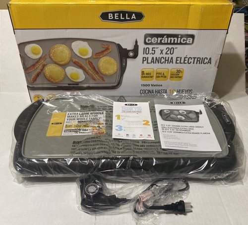 Bella Electric Griddle Non Stick XL XLarge 10.5 x 20 Cooking