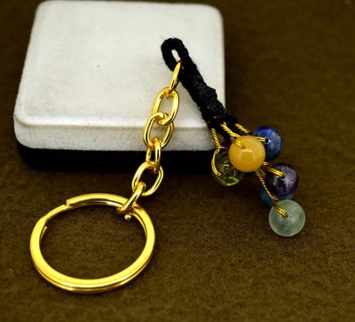 7 Pcs Natural 7 Chakra Stone Healing Key Chain Charm Handbag Key Ring