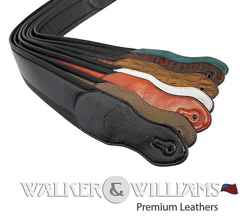 Walker & Williams G-907 Black Padded Guitar Strap with Soft Glove Leather Back