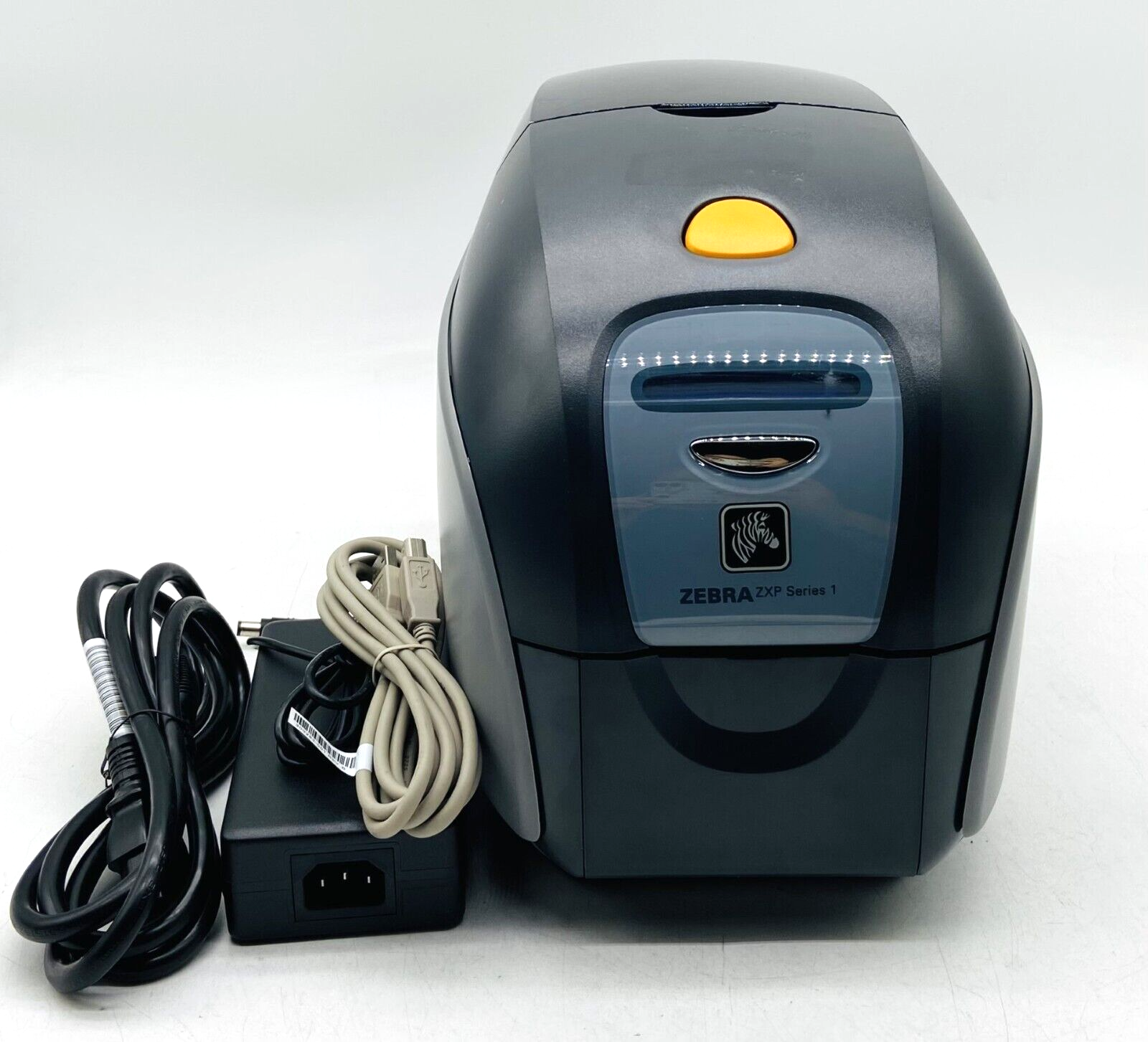 ZEBRA ZXP SERIES 1 USB ID CARD THERMAL PRINTER W/PWR ADPTER & CORD & USB CABLE