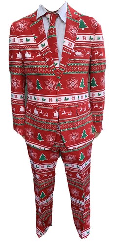 Nwot Winter Wonderland Red White Suit Tie Christmas Eu 50/54 Us 40/44
