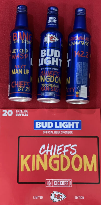 2021 NFL KANSAS CITY CHIEFS Kingdom Bud Light 16oz Aluminum Beer Bottle #503810