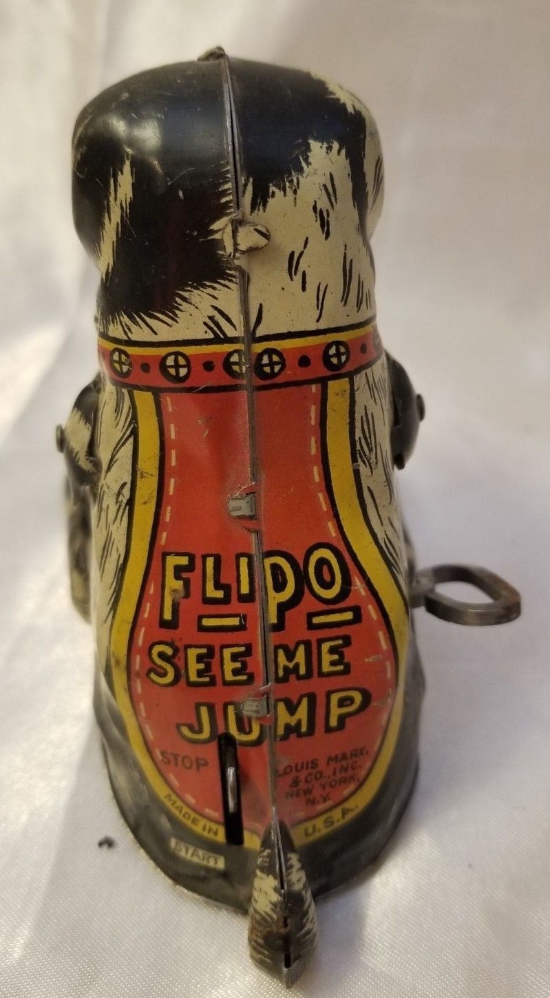 Vintage Flipo See Me Jump Dog Tin Wind Up Louis Marx New York Works!
