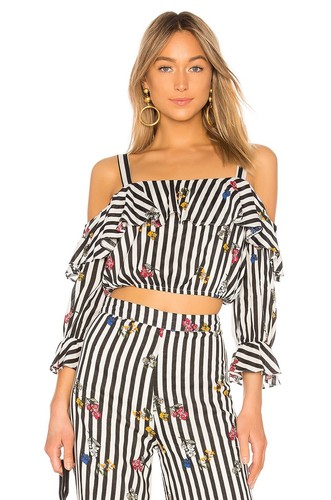 

Укороченный милый топ с открытыми плечами и цветочным принтом Lovers + Friends Revolve Perry Stripe, Multicolor