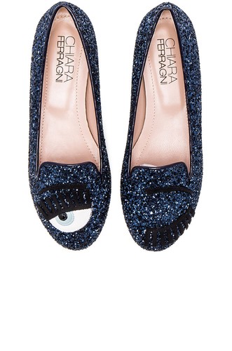 CHIARA FERRAGNI - Flirting Eye グリッター フラットシューズ Chiara Ferragni 38 7.5 US Glitter Flirting Winking Eye
