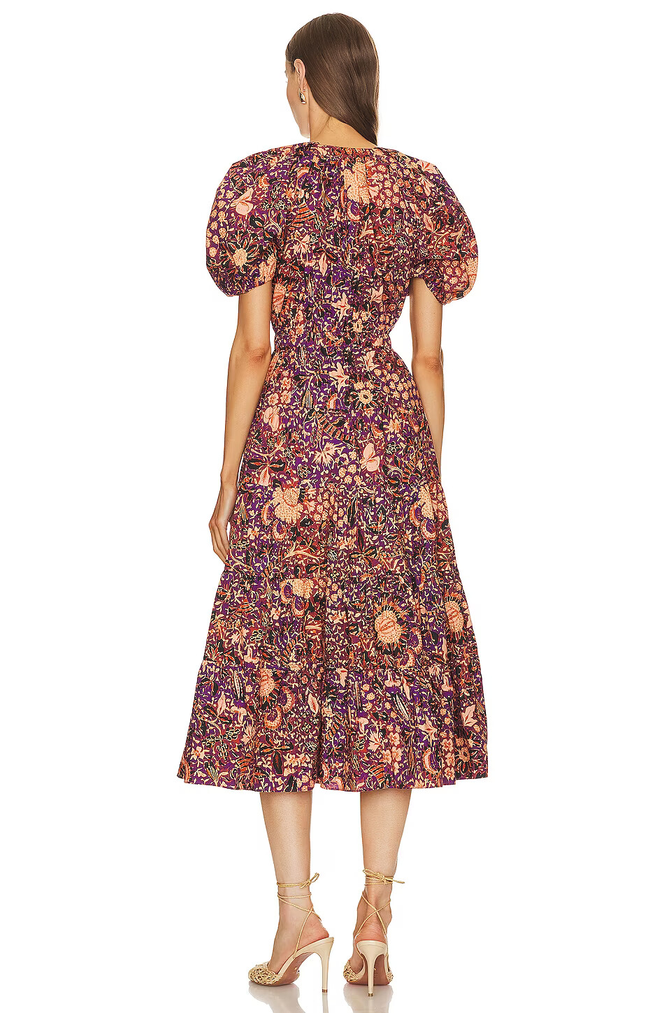 Pre-owned Ulla Johnson Olina Floral Midi Dress, Black Currant Size 2, 4 $470