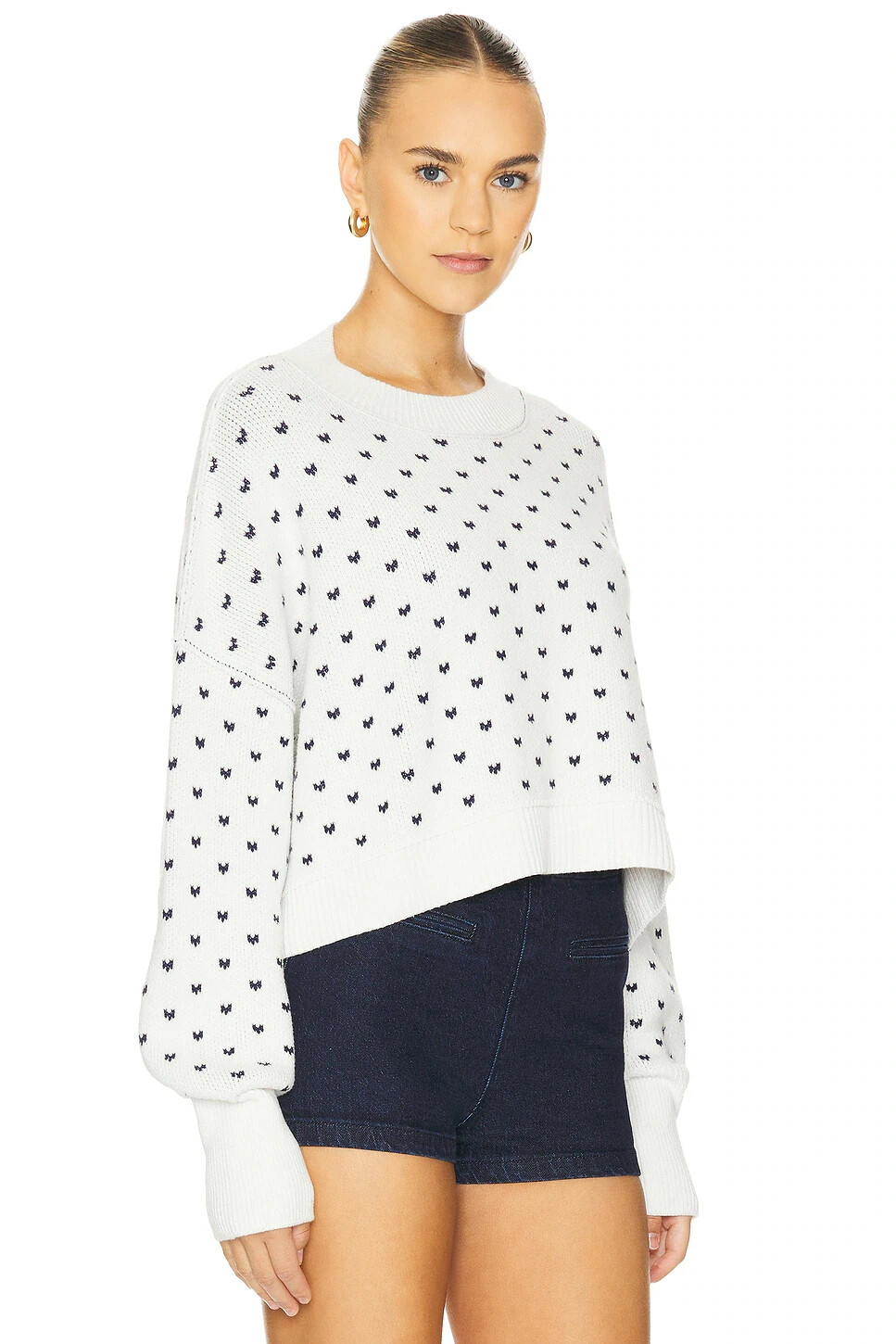 Free People Heart Easy Street Crop Sweater Women's L Black Long Sleeve Pullover - Picture 1 of 16