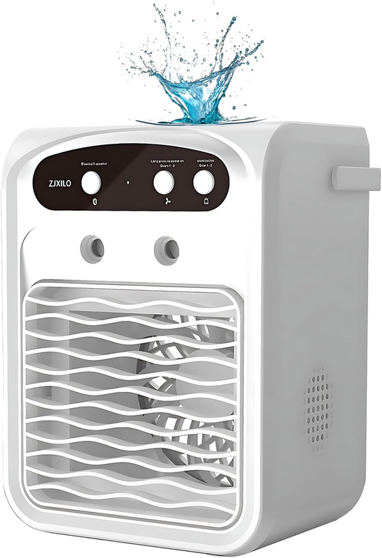 Portable Air Conditioners,4-In-1 Portable AC Unit,Bluetooth Audio Air Conditioner Fan,Personal Mini Air Conditioner with 1000Ml Water Tank,Personal AC for Office,Camping (White)