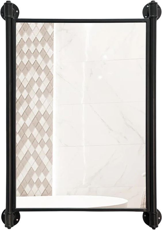 Industrial Pipe Mirror for Bathroom,Rectangle Iron Wall Mirrors for Living Room Bedroom(33 X 23.6 In)