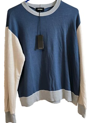 Monrow Sweatshirt Gray Blue Cream Womens XS Colorblock Oversized Athleisure USA