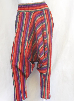 Vintage Striped Cotton Harem Pants