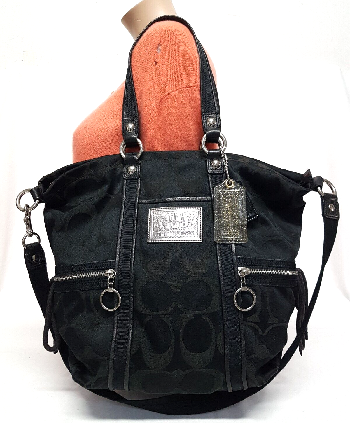 バッグ Coach Poppy Black llic Tote Bag y2k バッグ Coach Poppy Black llic Tote Bag y2k Y2K Coach Poppy