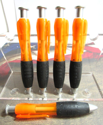 Lot of 5 TERZETTI Model ''OK Grando'' Large ORANGE Fat CLICK Ballpoint Pens-DEAL $