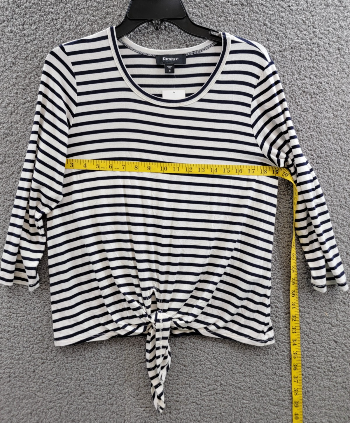Karen Kane Stripe Tie Front Top Women's Small Navy/White Crewneck Pullover Style - Picture 8 of 17