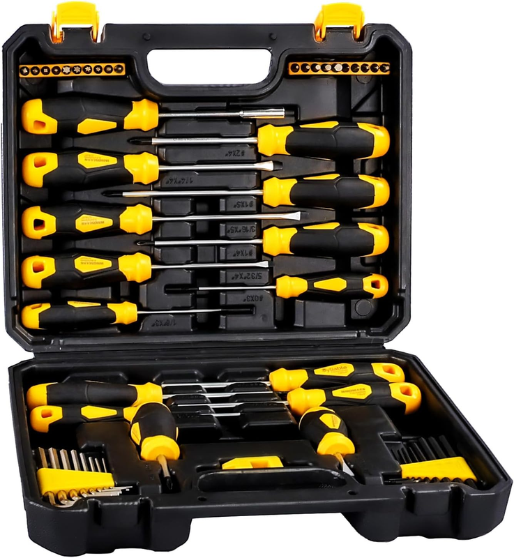Magnetic Screwdriver Set 51 PCS with Case and Supper Magnet Includes Slotted/Phillips/Hex/Torx/Square/Pozi Head Non-Slip for Repair Home Improvement Craft