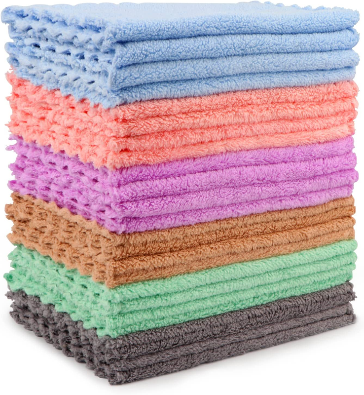 24Pcs Kitchen Dish Cloths Bulk Soft Reusable Dish Towels Scrubbing Wash Rags 7X9