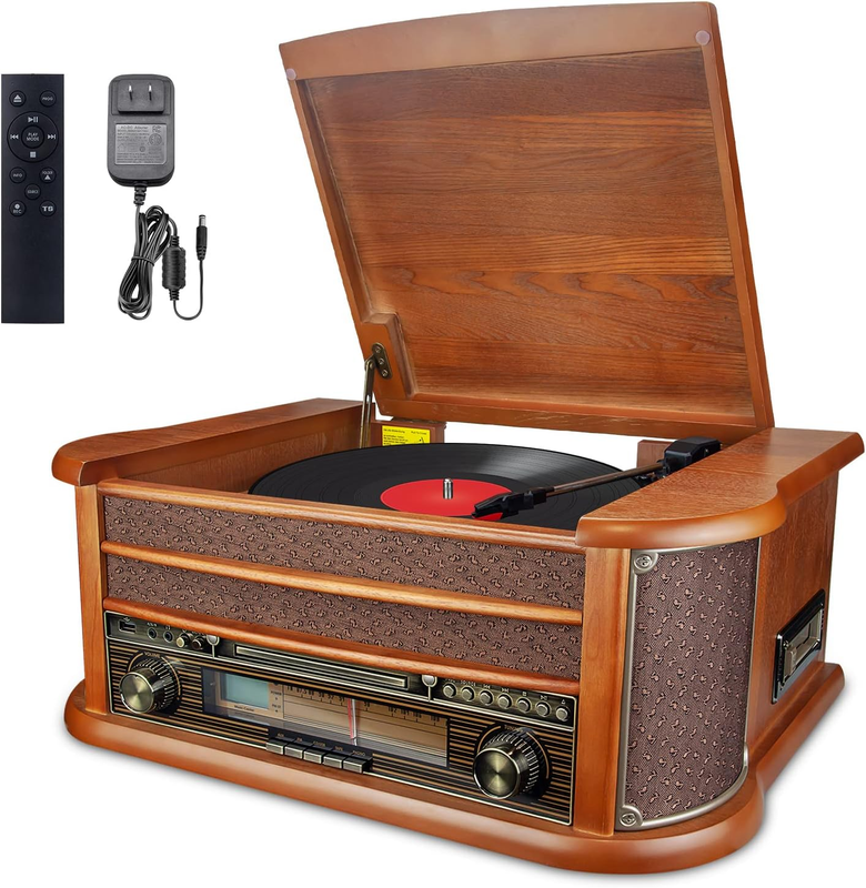 Record Player Vinyl Turntable Stereo Bookshelf Speakers Vintage Hi-Fi System