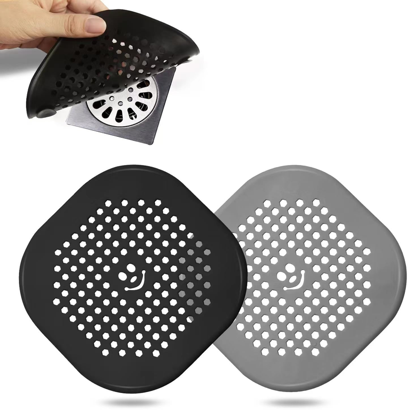 2 Pack Shower Drain Hair Catcher Silicone Drain Protector Hair Stopper with Suct