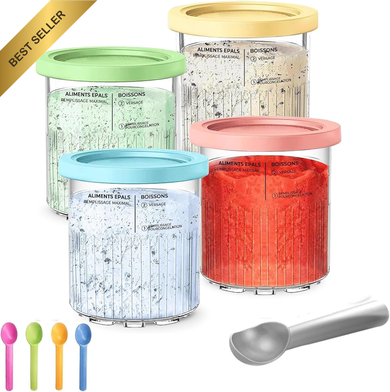 Replacement for Ninja Creami Deluxe Pints and Lids 4 Pack,24Oz Ice Cream Maker P