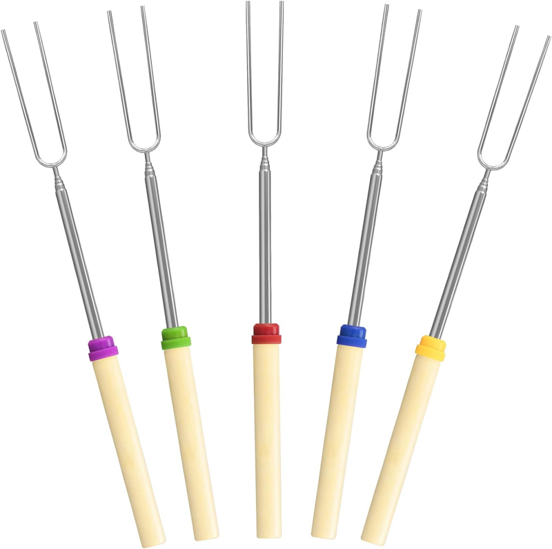 5/8/12/24 Pack Marshmallow Roasting Sticks Set, Extendable 32In Long Metal Barbe
