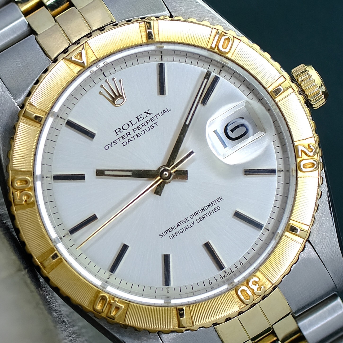 ROLEX シルバーリング スイスデザイン ROLEX MEN'S DATEJUST SS & GOLD SILVER SIGMA DIAL THUNDERBIRD