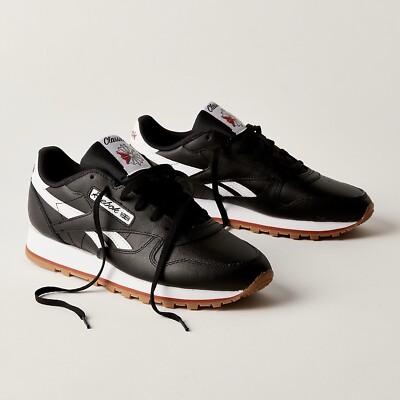 Reebok Classic Leather Women's Running Shoe Athletic Sneaker Black Leather #2969