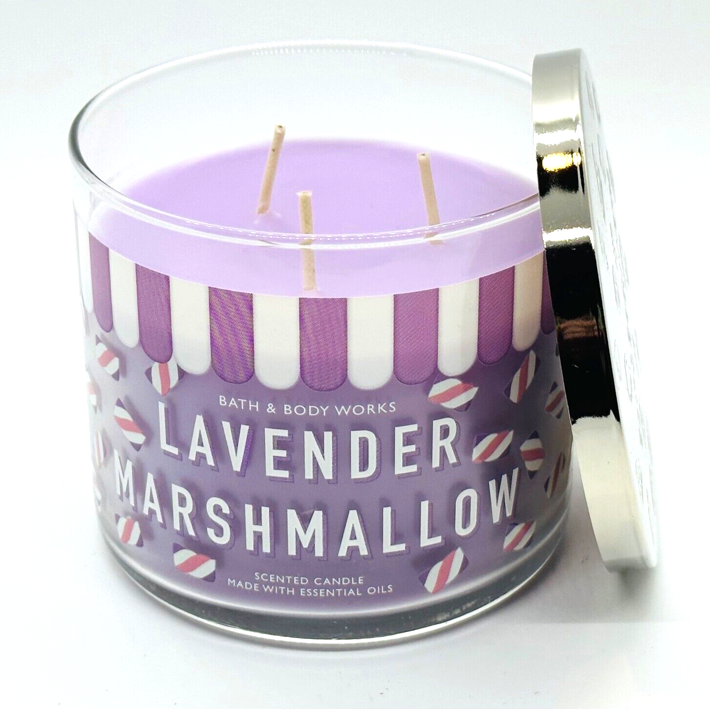 bath&body works 3芯キャンドル 4個 バス&ボディワークス スノーウィーピーチベリー 3本芯キャンドル