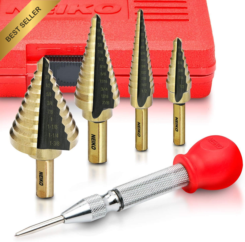 10169A Titanium Step Drill Bit Set with Automatic Center Punch, 5-Piece | High S