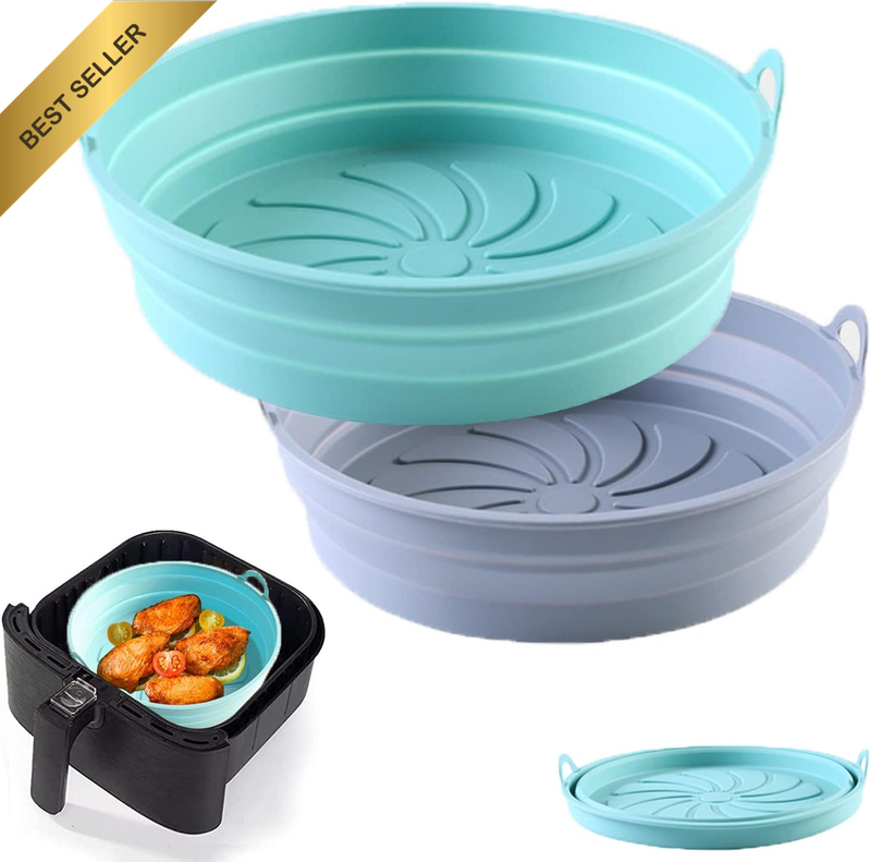 2 Pack Air Fryer Silicone Liners Pot for 4L or Bigger, Foldable Silicone Air Fry