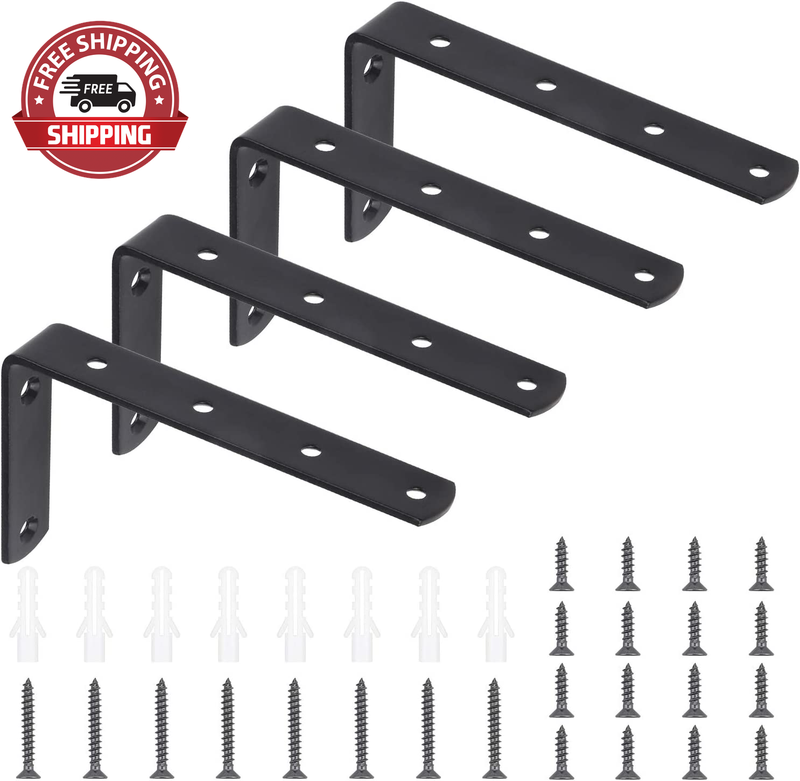 4 PCS 90 Degree Angle L Shaped Shelf Bracket, Corner Brace Joint Bracket Fastene