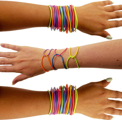 Neon Rainbow Assorted Color Jelly Bracelets Birthday Party Favors