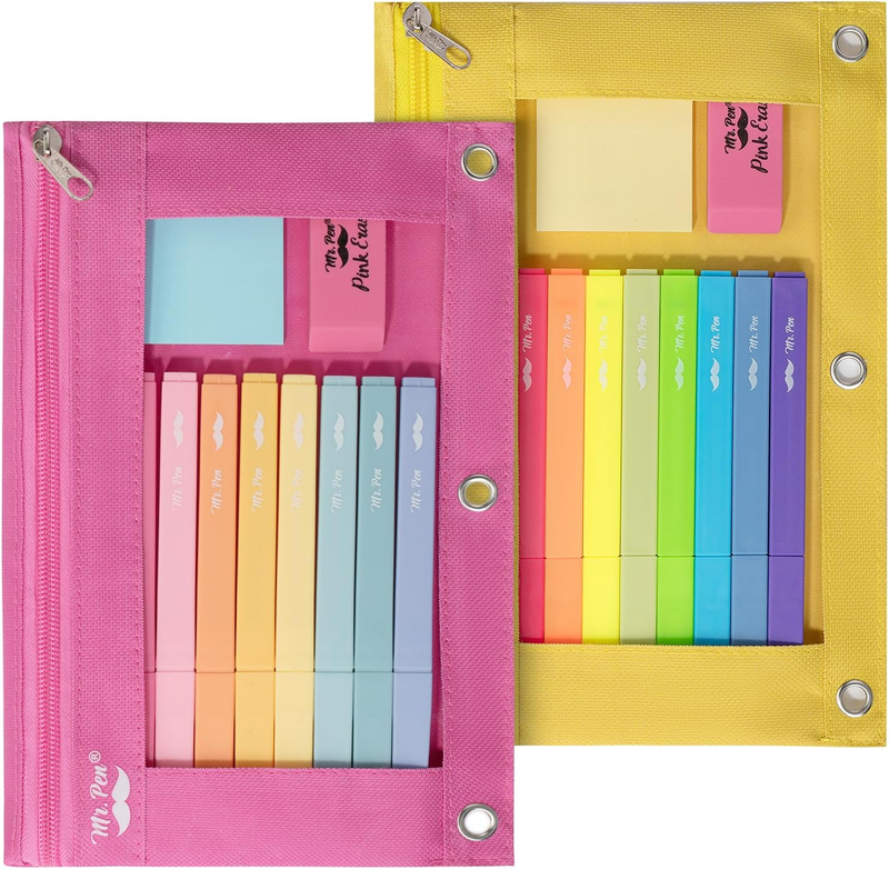 Pouch, 2 Pack, Pink And Yellow Pencil Pouches, Pencil Pouch 