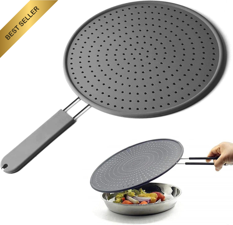 Silicone Splatter Screen for Frying Pans 11 Inch, Reusable Splatter Guard Cover