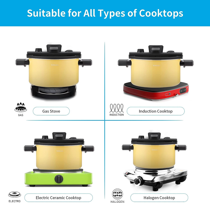 4 Quart Aluminum Pressure Cooker, Pressure Canner with One-Hand Operating Glass