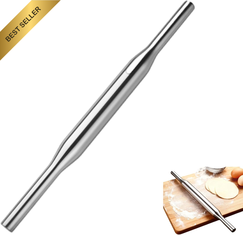 Stainless Steel Rolling Pin – 33.5Cm Non-Stick Dough Roller for Baking Pizza, Pi