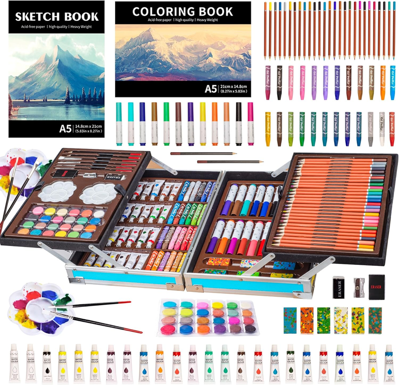 139 Pack Art Kit, Art Supplies with 2 Sketch Pads, Deluxe Art Set Crafts Gift Bo
