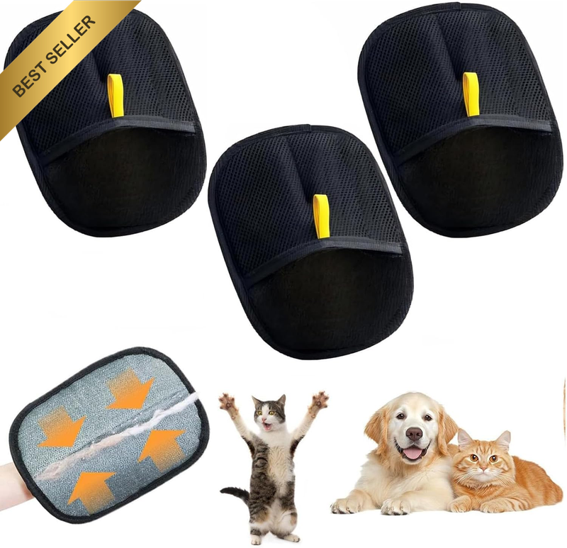 3 Pcs Pet Hair Removal Glove, Electrostatic Gloves Pet Hair, Reusable Cat Hair R