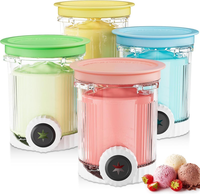 4 Pcs Creami Swirl Pints and Lids Compatible with Ninja NC700 Series, NC701, Cre