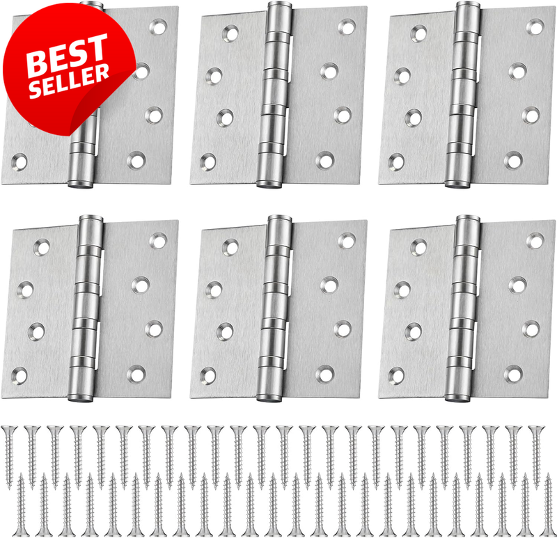 4x4 Ball Bearing Door Hinges Stainless Steel Heavy Duty Square 6 Pack - US