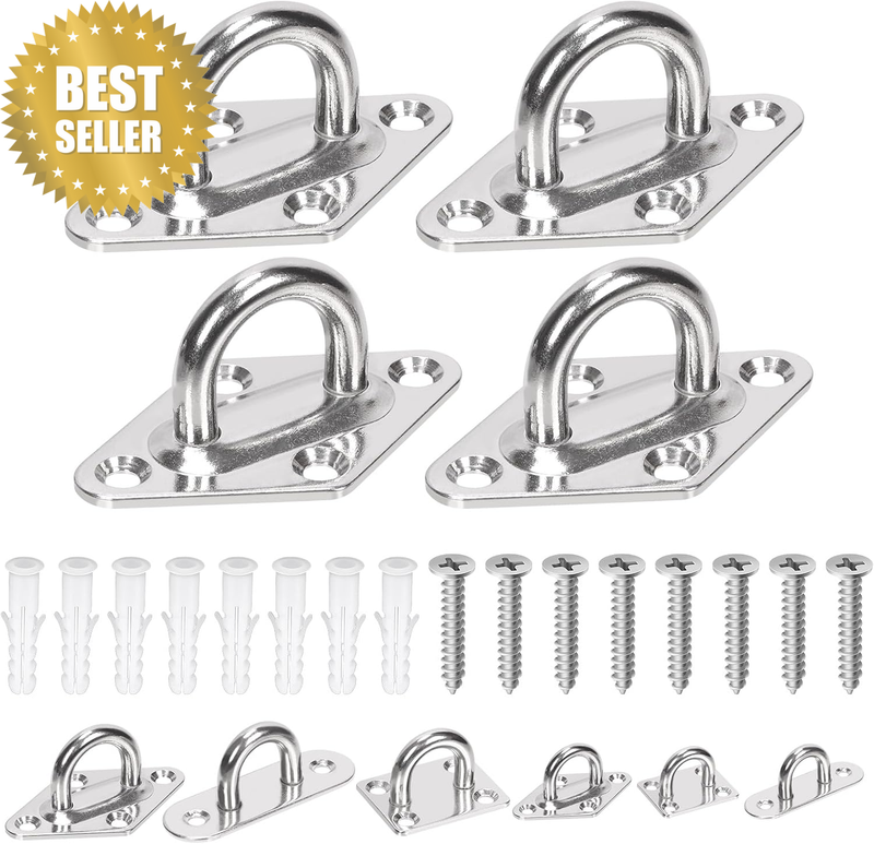 36Pcs M5 Stainless Steel Pad Eye Plate Hook Kit, Diamond Eye Plate U Hooks Heavy