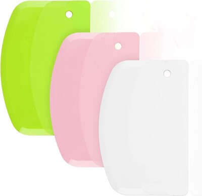 3 Pack Dough Scraper Plastic Cutter Baking Supplies Pastry Bowl Cake For Kitchen