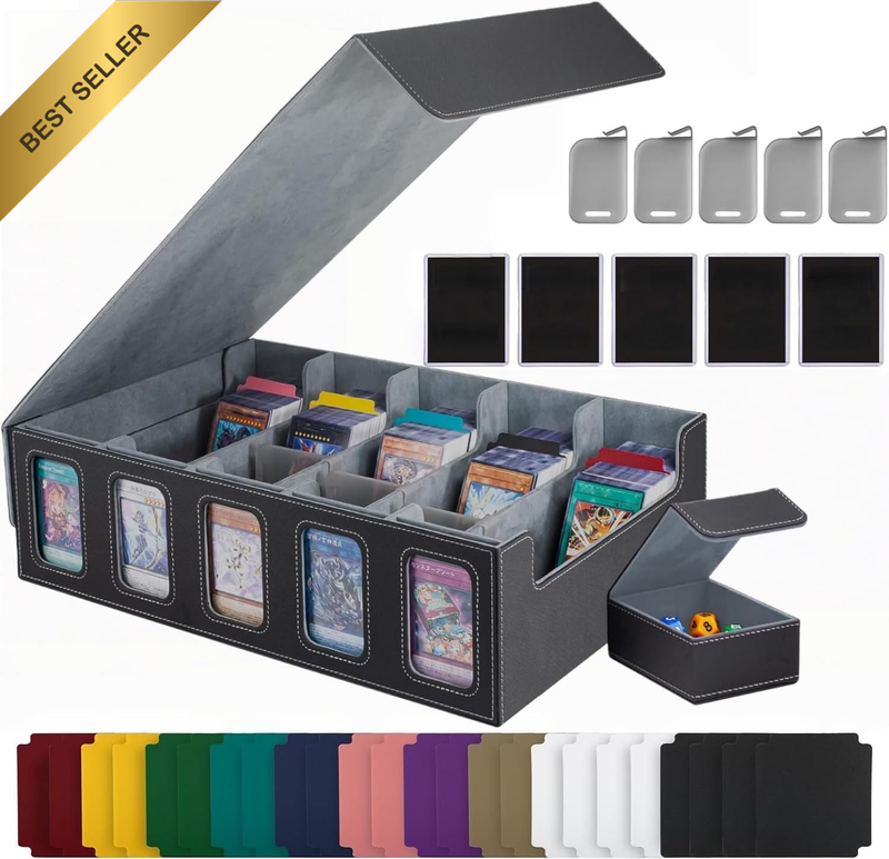 Trading Card Storage Box with Commander Display, 5-Row Deck Box for MTG TCG Card